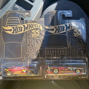 Hot wheel 55 anniversary cars Acura 01 and Chevy 67